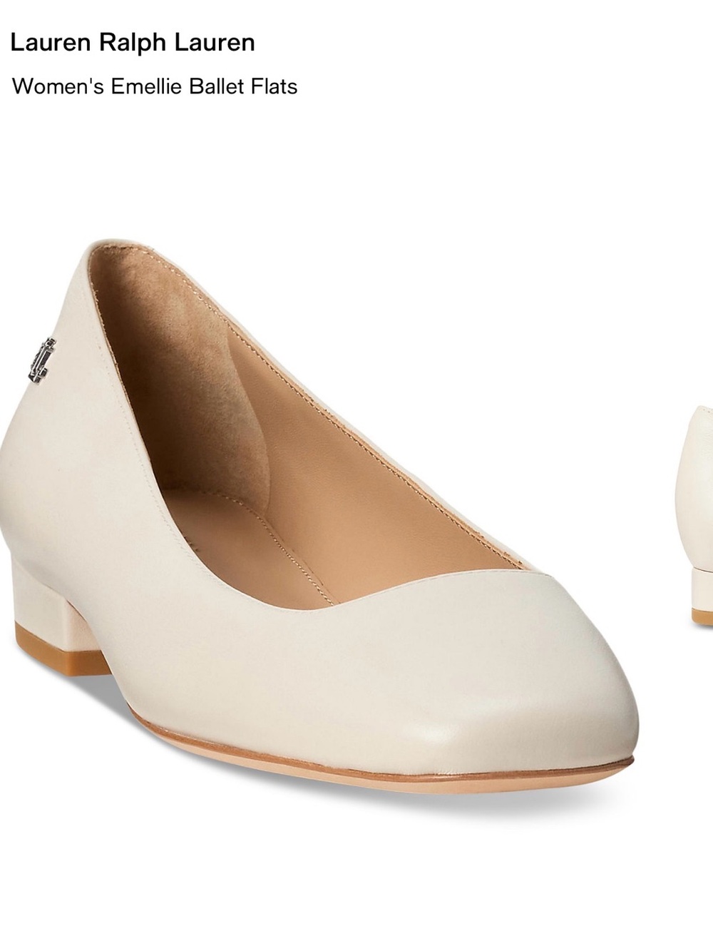 Lauren Ralph Lauren Cream Emellie Leather Ballet Flats